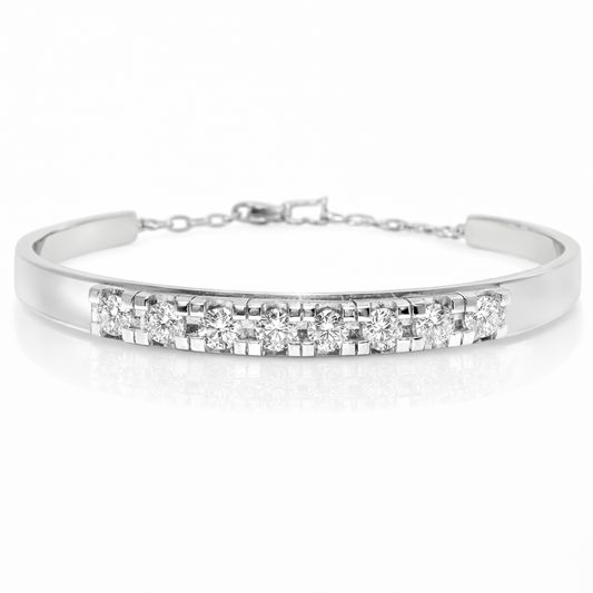 1.35CT Diamond Bangle 14k White Gold