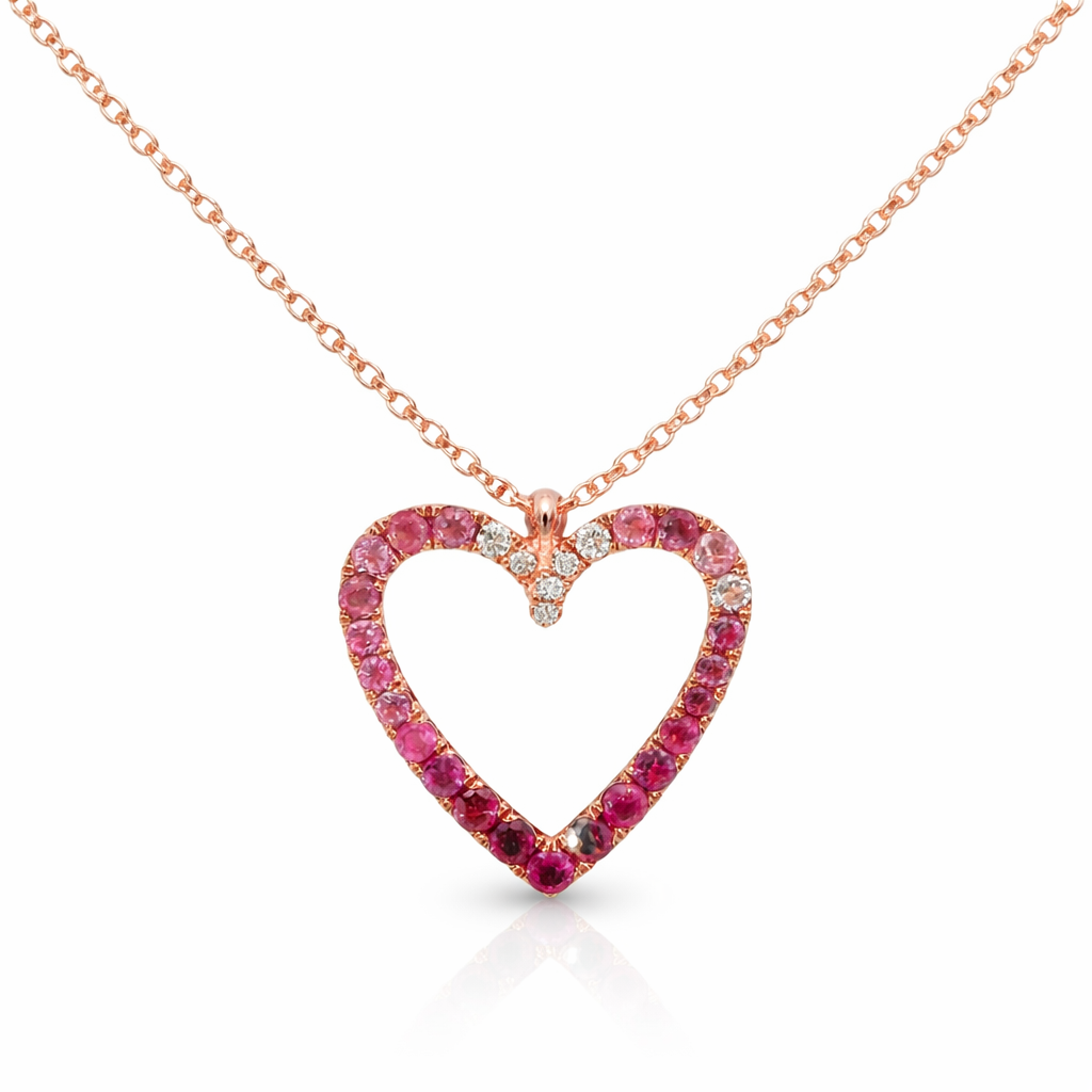 0.05CT Diamond 0.55CT Pink Tourmaline 14k Rose Gold Pendant