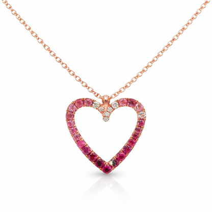 0.05CT Diamond 0.55CT Pink Tourmaline 14k Rose Gold Pendant