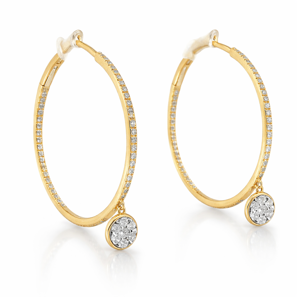 0.80CT Diamond Hoop Earrings 14k Rose Gold
