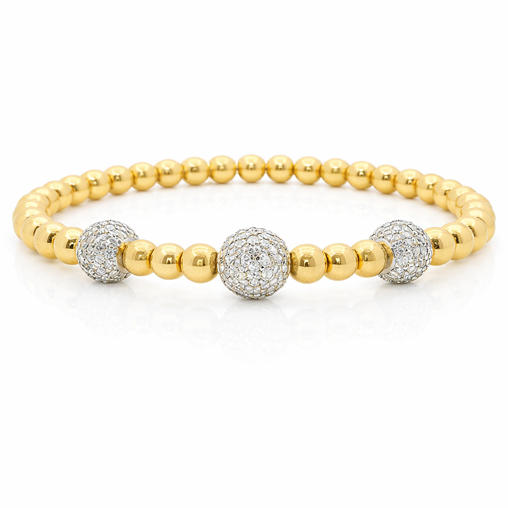 1.45CT Diamond Stretch Bangle 14k Yellow Gold