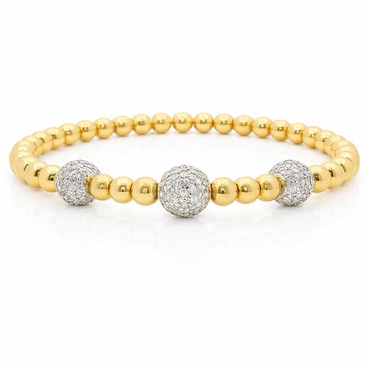 1.45CT Diamond Stretch Bangle 14k Yellow Gold