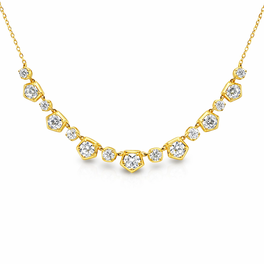 4.25CT Lab Diamond Necklace 14k Yellow Gold