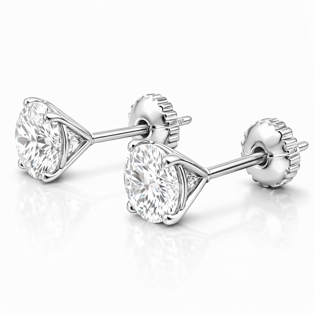 6.02CT Lab Diamond Martini Certified Stud 14k White Gold Earring