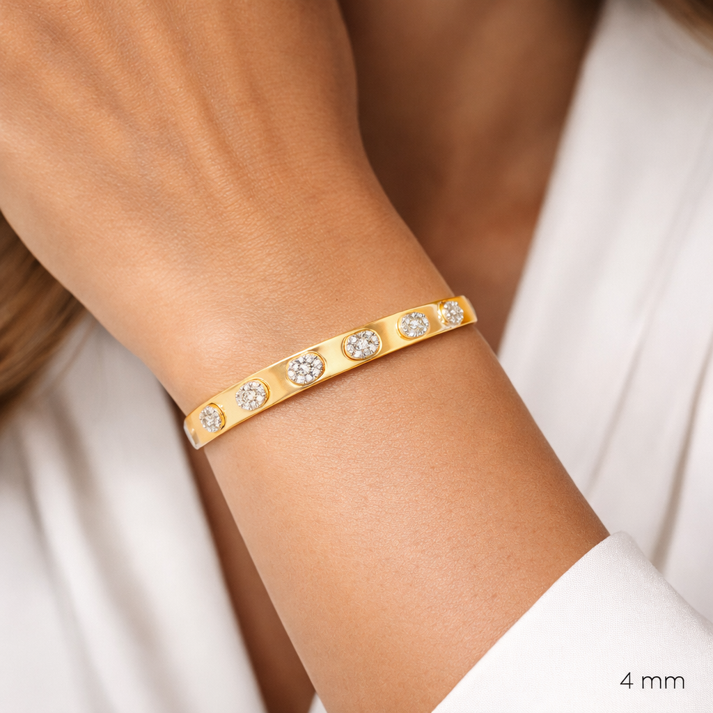1.31CT Diamond Bangle 14k Yellow Gold