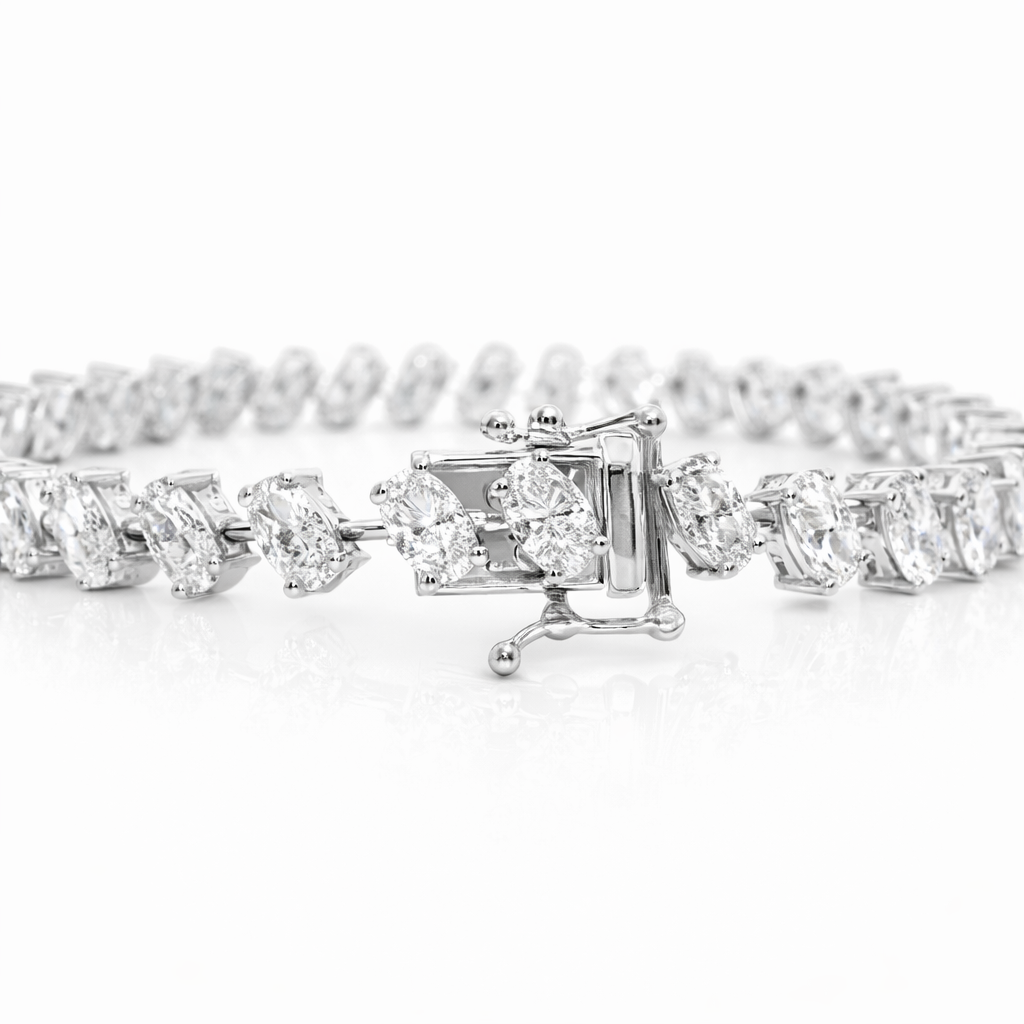 7.47CT Lab Diamond Bracelet 14k white Gold