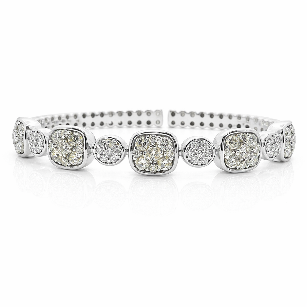 3.06CT Diamond Bangle 14k White Gold