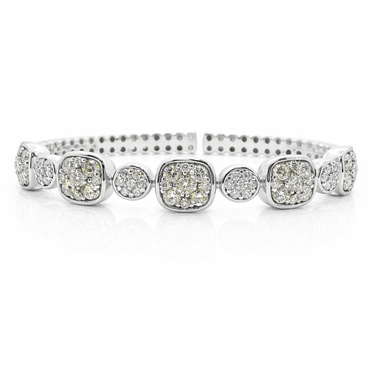 3.06CT Diamond Bangle 14k White Gold