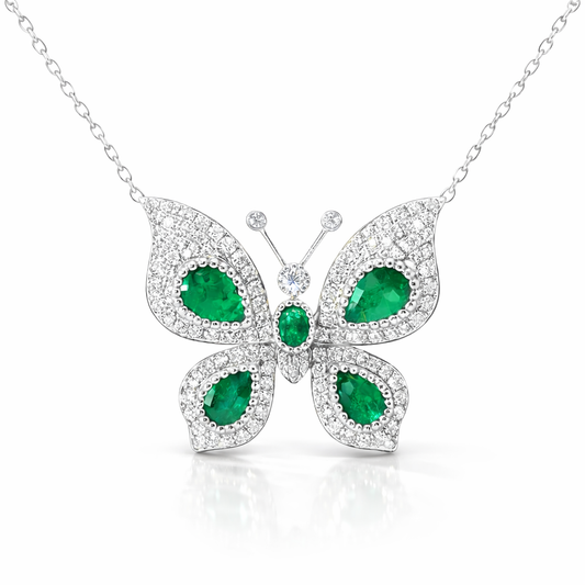 1.25CT Diamond 2.23CT Emerald 18k White Gold