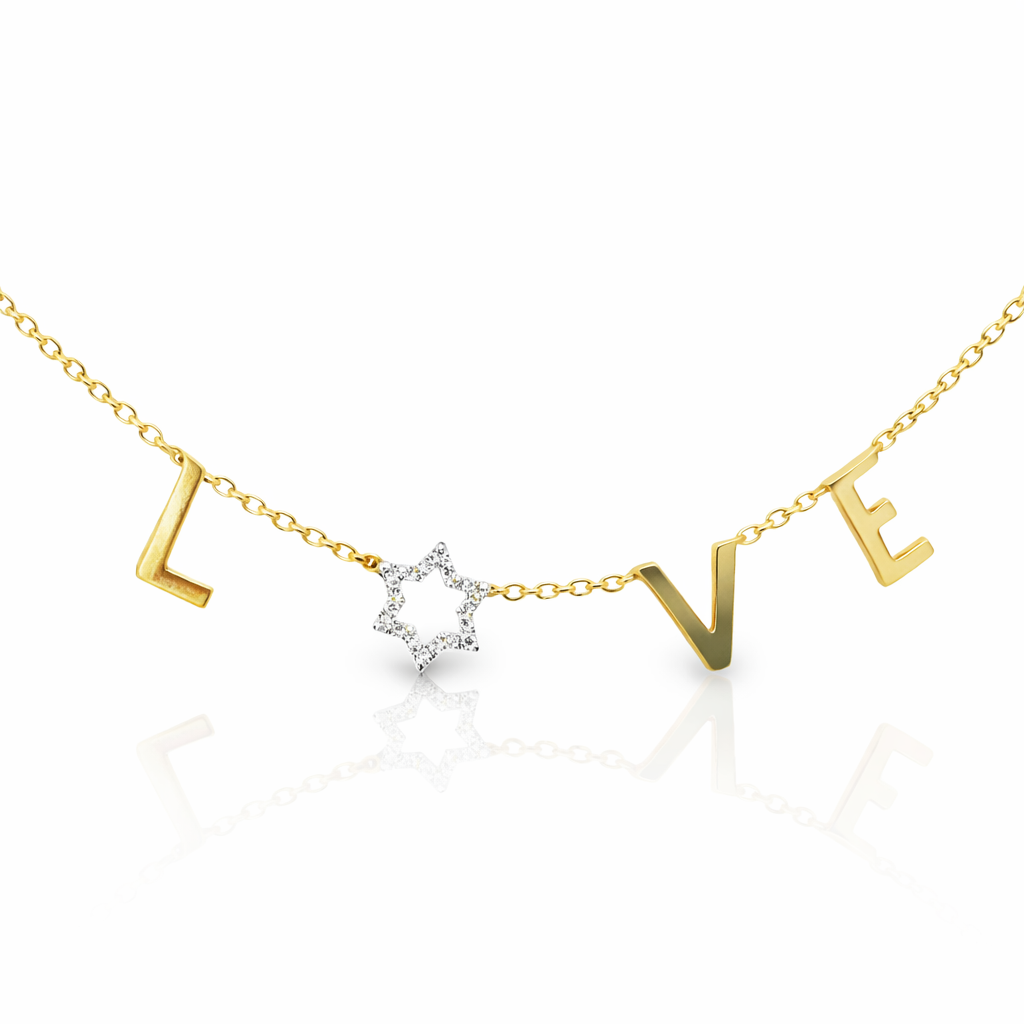 0.05CT Diamond  14k Yellow Gold Love Pendant