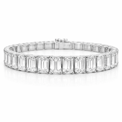 27.25CT Emerald Cut Lab Diamond Bracelet 14k White Gold