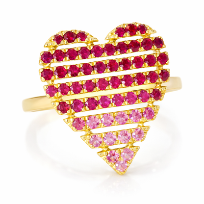 0.91CT Pink Sapphire Heart Shaped Ring 14K Yellow Gold