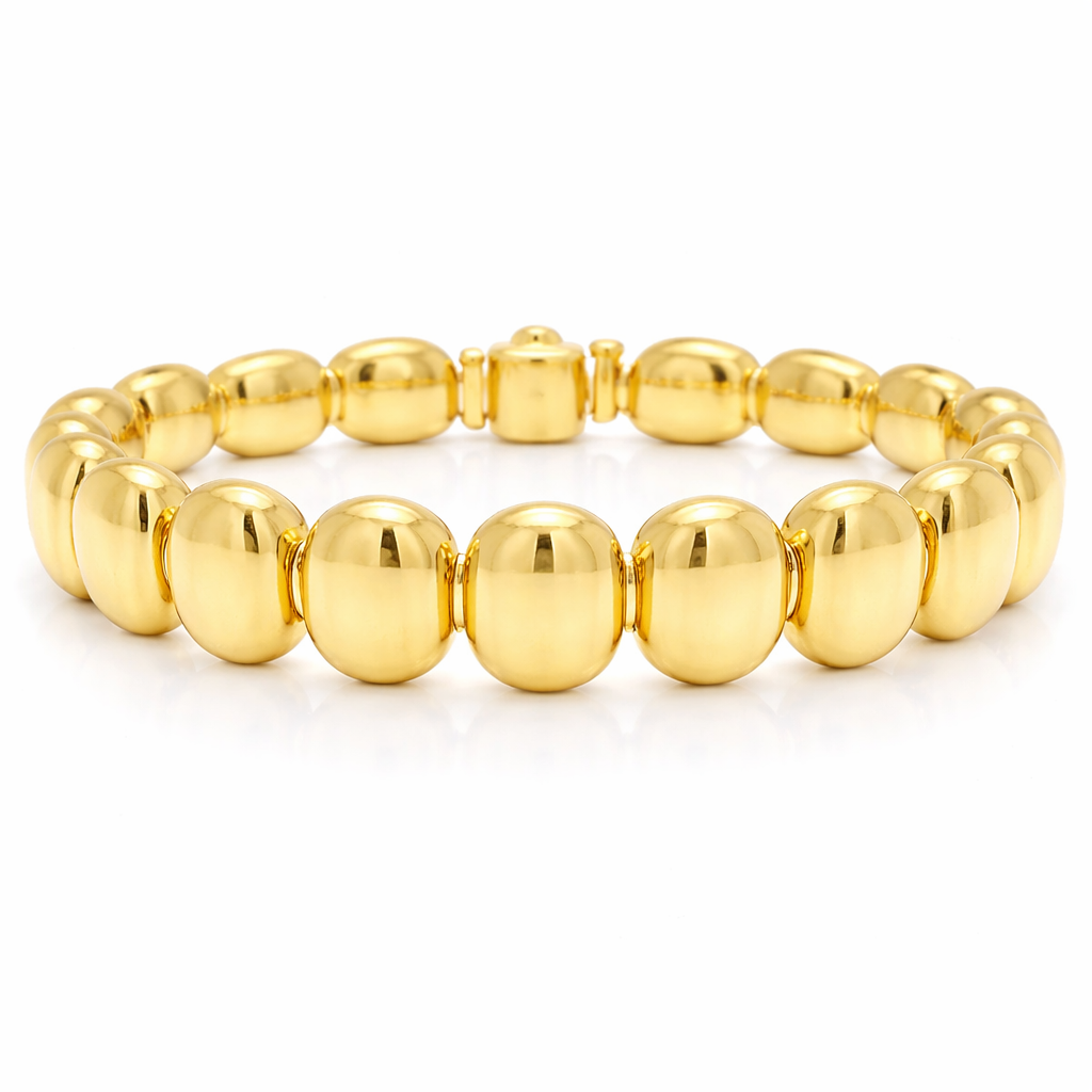 Plain Beaded 14k Yellow Gold Bracelet