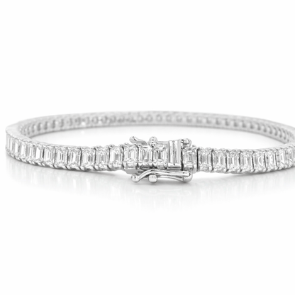 6.89CT Emerald Cut Lab Diamond Tennis Bracelet 14K White Gold
