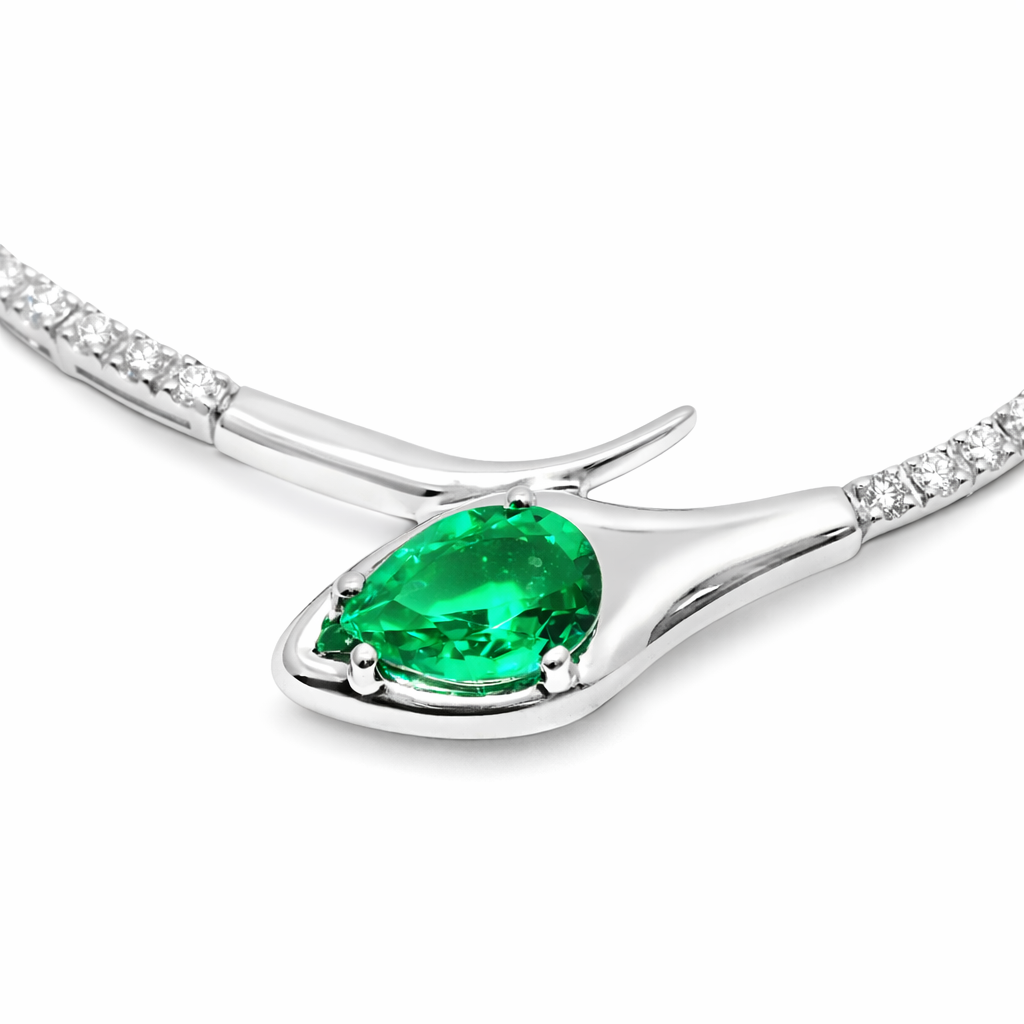 2.69CT Diamond 1.12CT Emerald Lab Certified Stone 14k White Gold