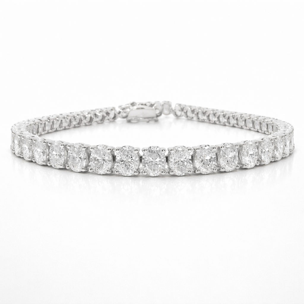 8.81CT Oval Lab Diamond Bracelet 14k White Gold