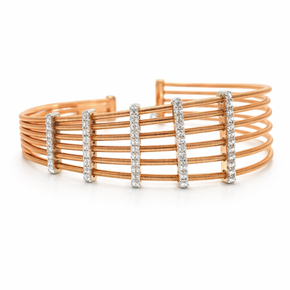 0.54CT Diamond Bangle 14k Rose Gold