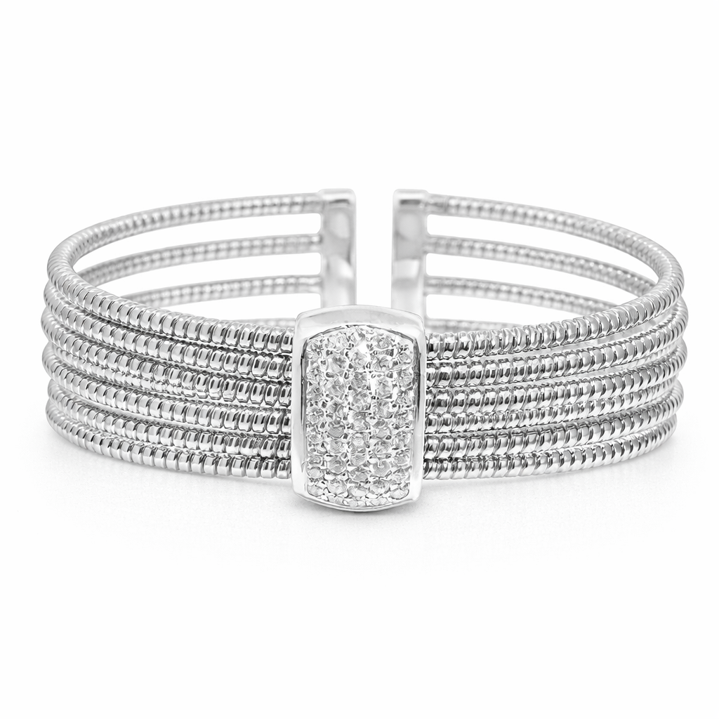 0.89CT Diamond Bangle 14k White Gold