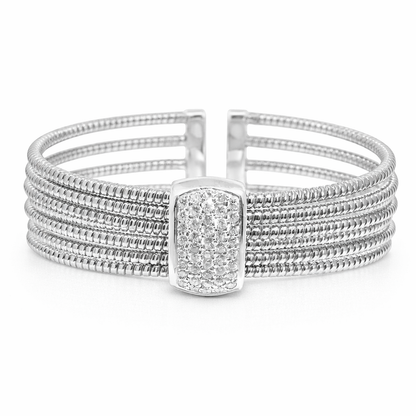 0.89CT Diamond Bangle 14k White Gold