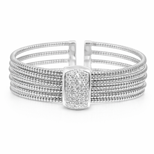 0.89CT Diamond Bangle 14k White Gold