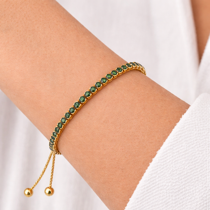 1.05CT Tsavorite Zip Bracelet 14K Yellow Gold