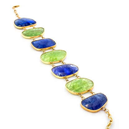 Tanzanite & Kyanite 14k Yellow Gold Bracelet