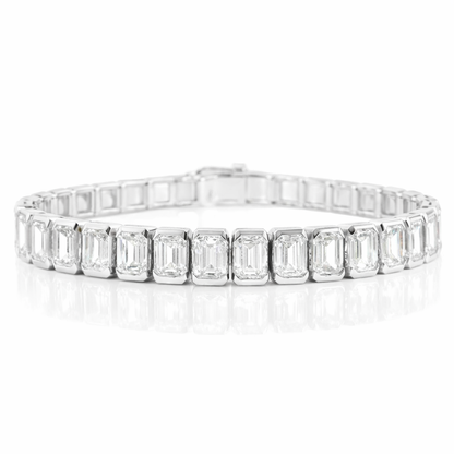 12.95CT Emerald Cut Lab Diamond Bracelet 14k White Gold