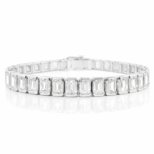 12.95CT Emerald Cut Lab Diamond Bracelet 14k White Gold