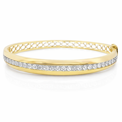 1.90CT Diamond Bangle 14k Yellow Gold