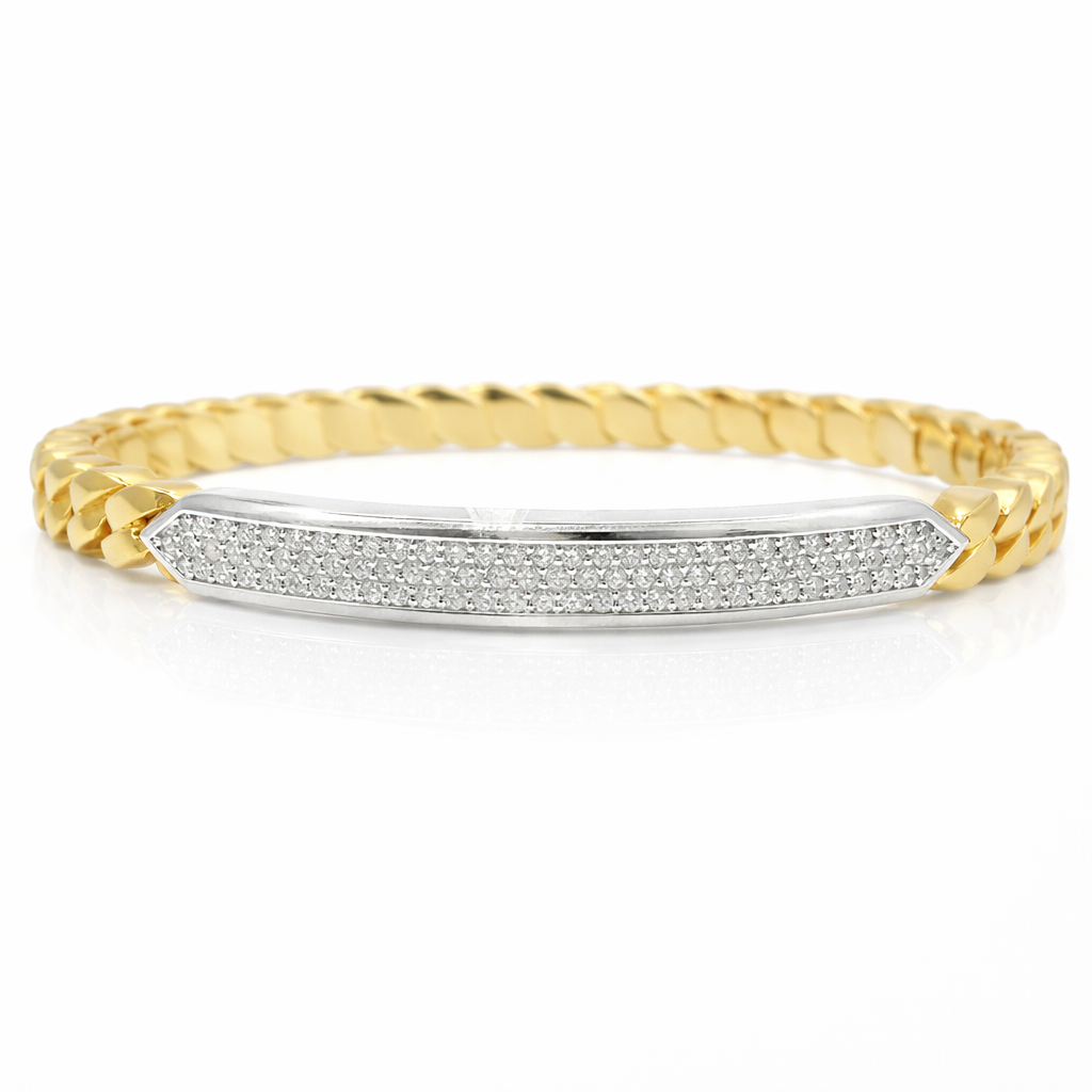 0.82CT Diamond Bangle 14k Yellow Gold