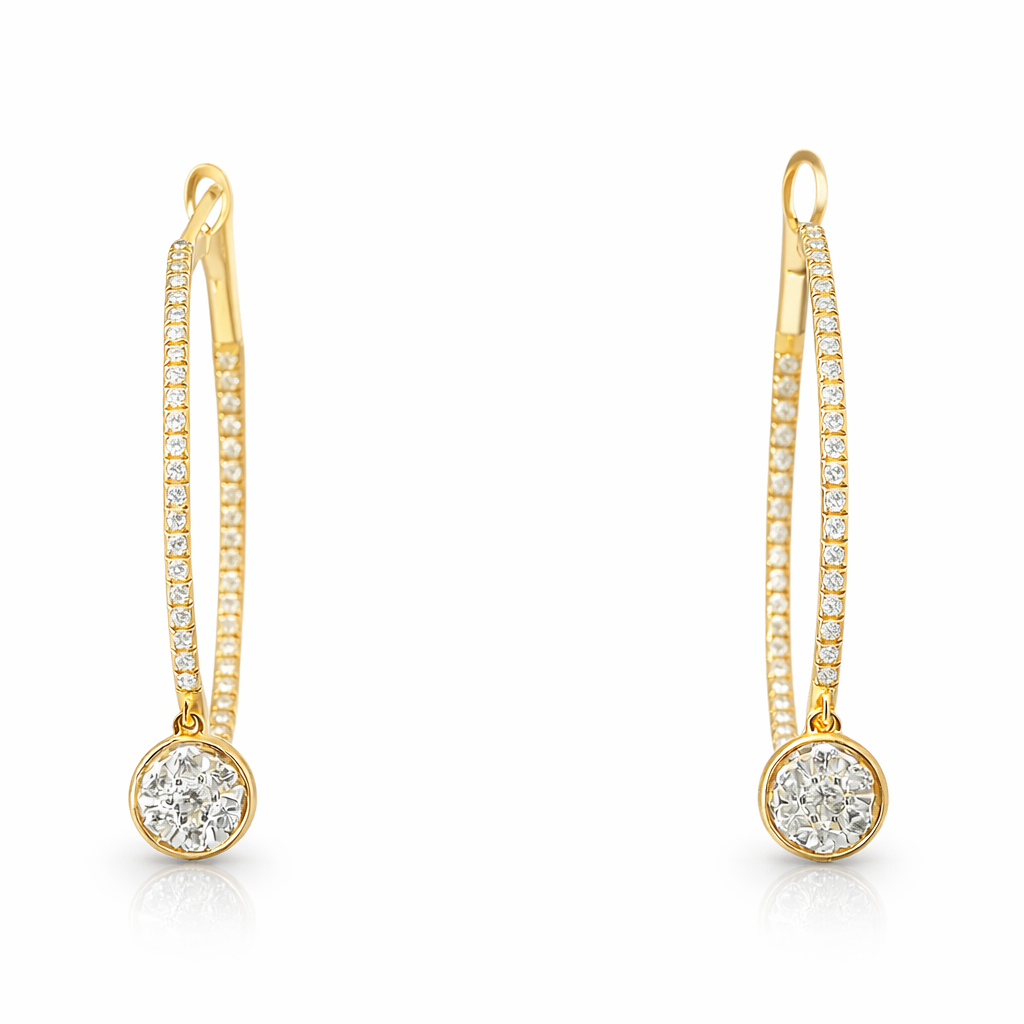 0.80CT Diamond Hoop Earrings 14k Rose Gold