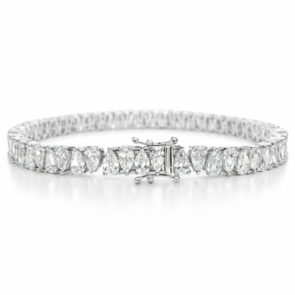 10.37CT Pear Shape Lab Diamond Bracelet 14k White Gold