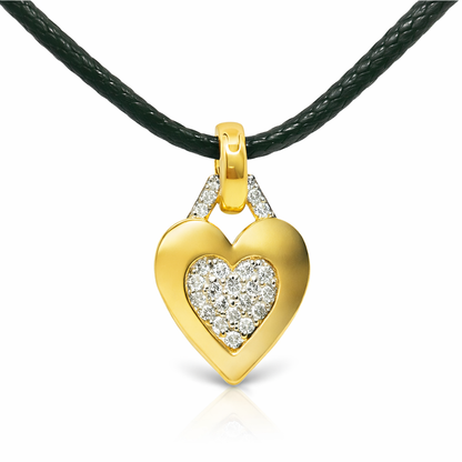 0.37CT Heart Charm Pendant 18k Yellow Gold