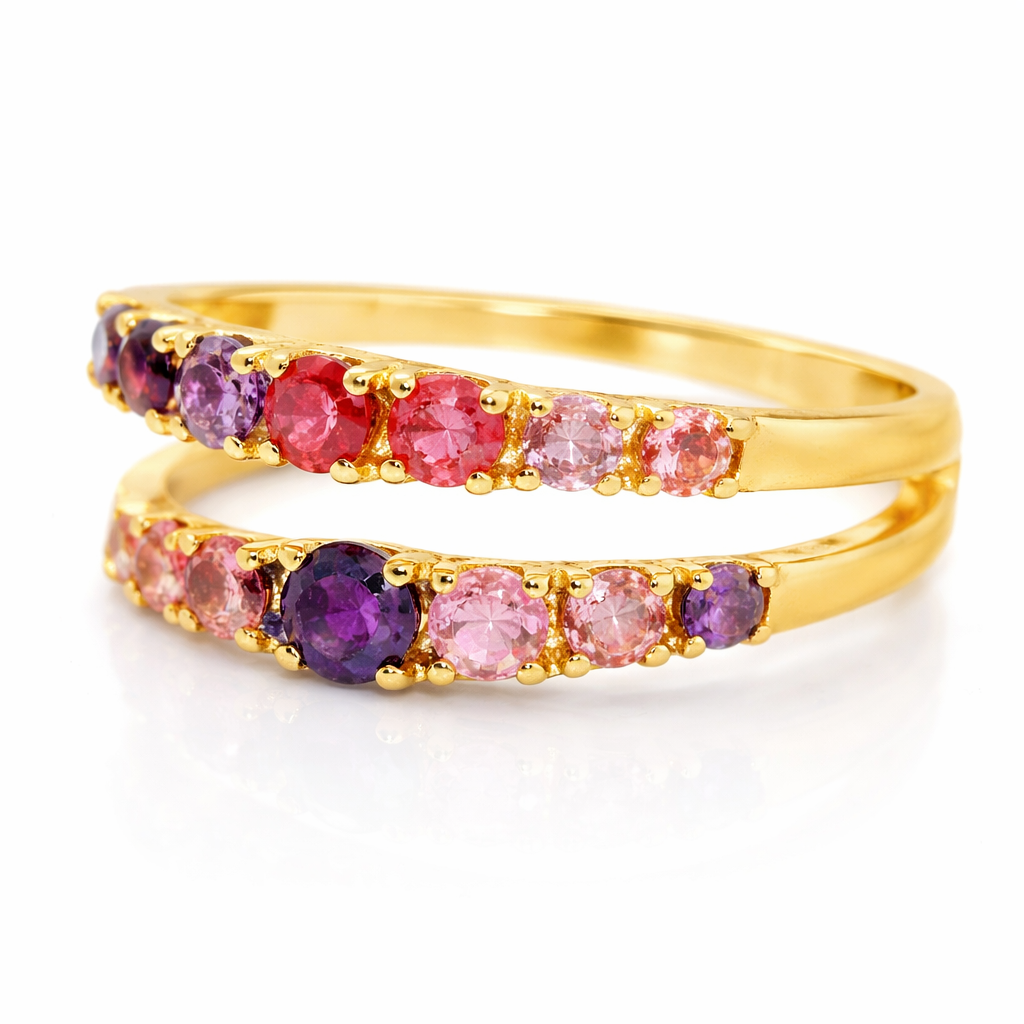 0.12CT Diamond & 0.32CT Amethyst Ring 14k Yellow Gold