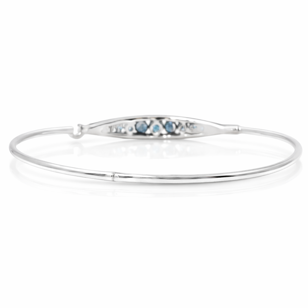 0.27CT Diamond 0.73Ct Blue Sapphire Diamond Bangle 14k White Gold