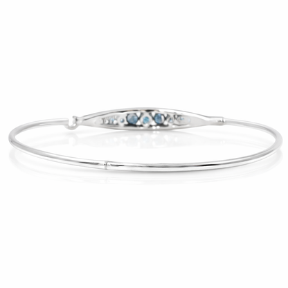 0.27CT Diamond 0.73Ct Blue Sapphire Diamond Bangle 14k White Gold