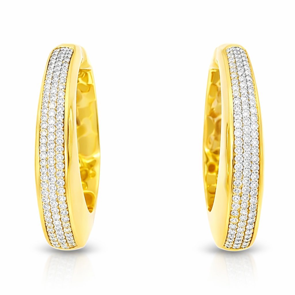 2.04CT Diamond Hoop 14k Yellow Gold Earring