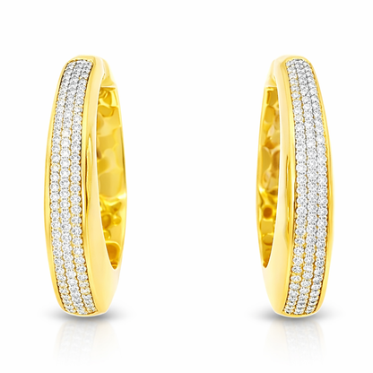 2.04CT Diamond Hoop 14k Yellow Gold Earring