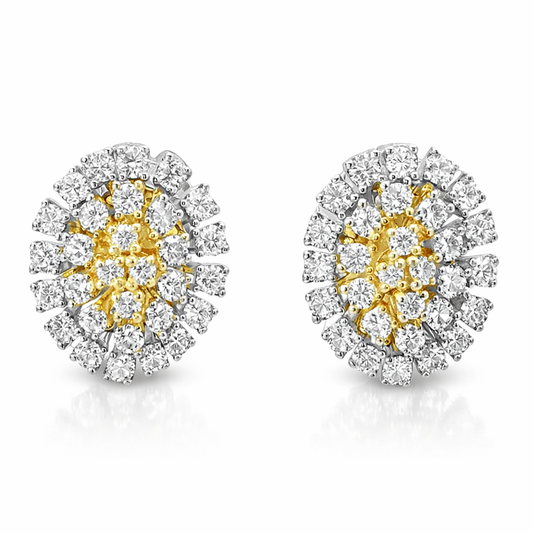 1.23CT Diamond  14k Yellow Gold Earring