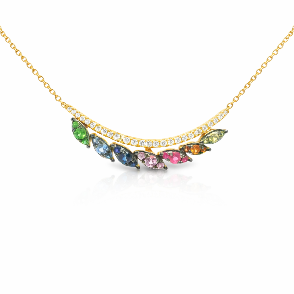 0.16CT Diamond 0.56CT Mixed Sapphire Pendant 14k Rose Gold