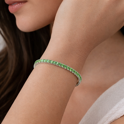 7.84CT Tsavorite Bracelet 14k White Gold