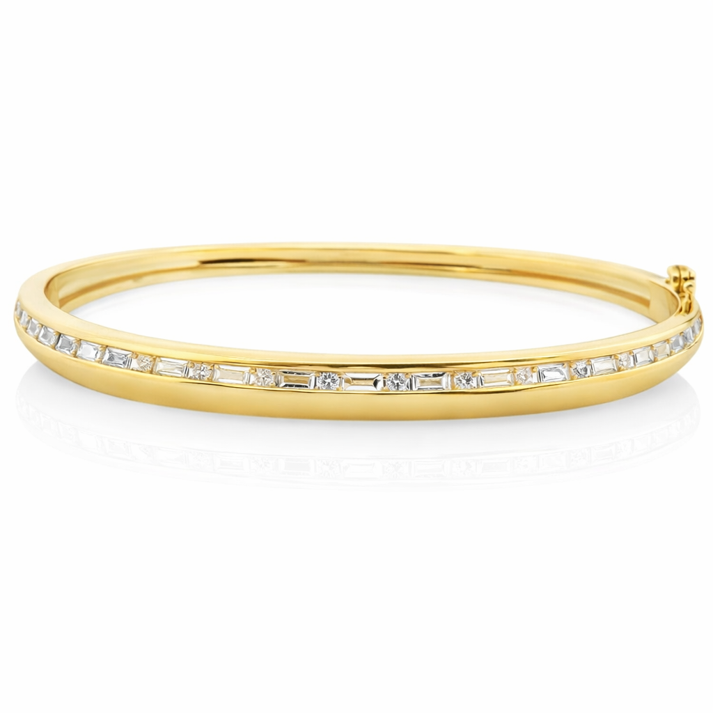 0.98CT Diamond Bangle 14k Yellow Gold