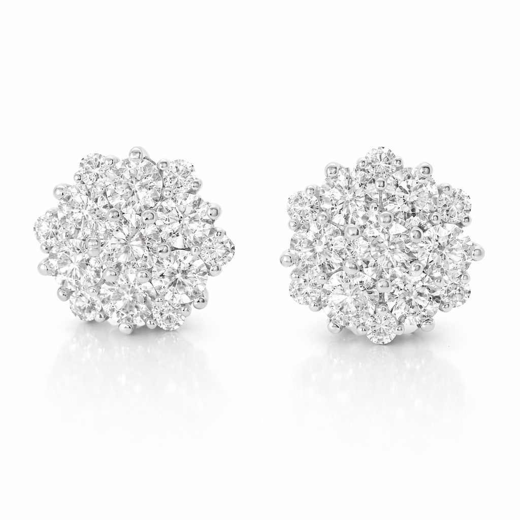 3.16CT Diamond  14k White Gold Earring