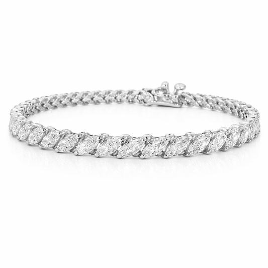 4.47CT Marquise Lab Diamond Bracelet 14k White Gold