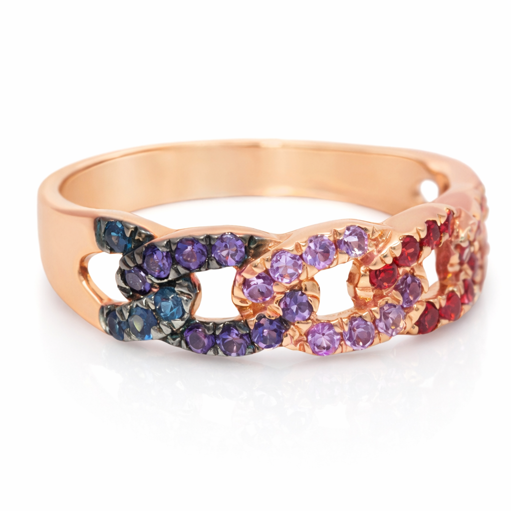 0.53CT Mixed Sapphire Ring 14k Rose Gold