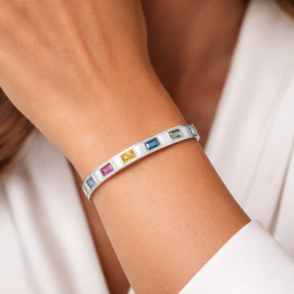 4.84CT Mixed Sapphire Bangle 18k White Gold