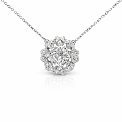 1.35CT Diamond Pendant 14k White Gold