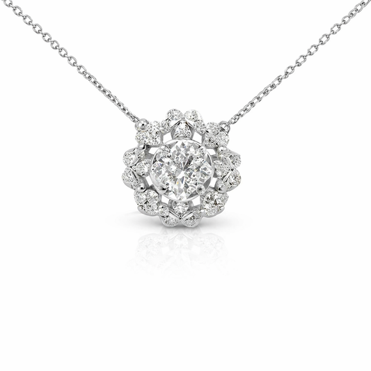 1.35CT Diamond Pendant 14k White Gold