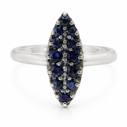 0.53CT Blue Sapphire Ring 14K White Gold