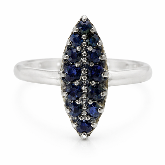0.53CT Blue Sapphire Ring 14K White Gold